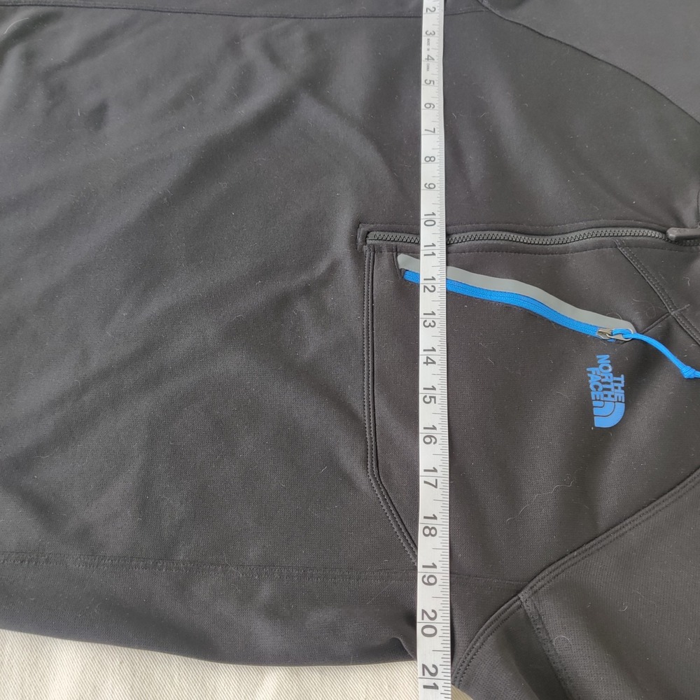 The North Face Men's 1/4‎ Zip Black Blue Trim Pullover Medium Athletic Sweater - Picture 7 of 16